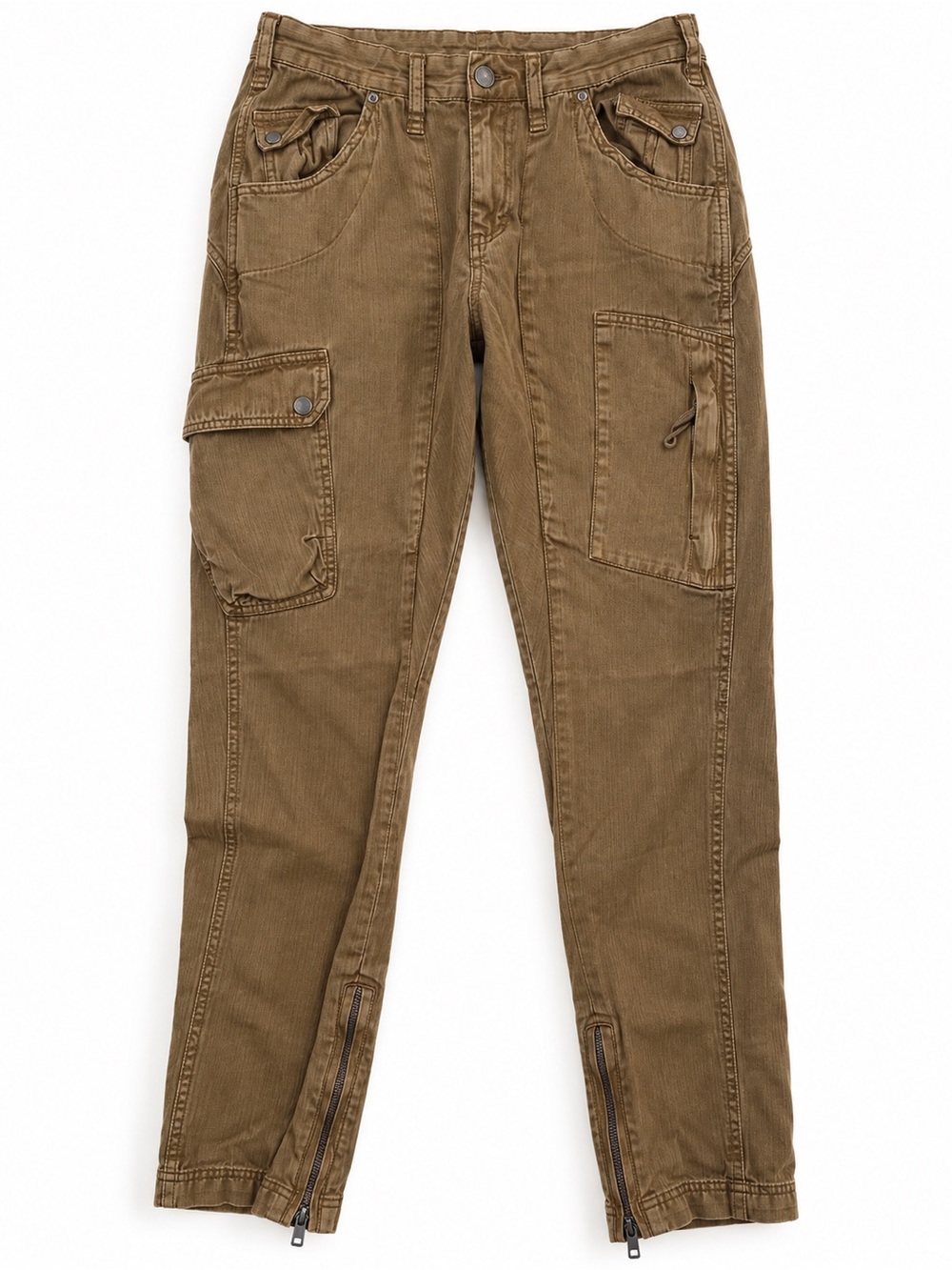 Free People Cargo Pants Zip Hem Straight Leg Tan size 8